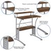 BizChair Rustic Walnut Computer Desk with Top and Lower Storage Shelves view 4