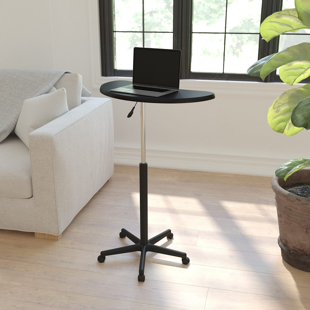 BizChair Black Sit to Stand Mobile Laptop Computer Desk
