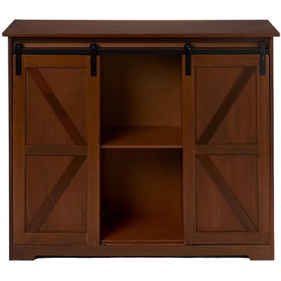 The Lakeside Collection Barn Door-Style Buffet Cabinets - Rustic Wood