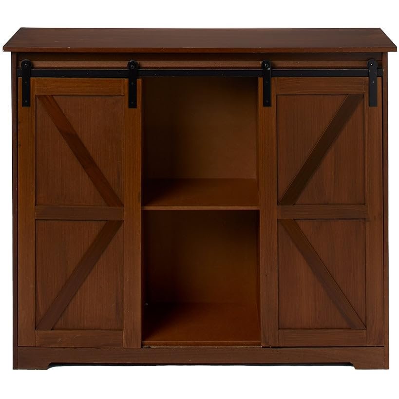 The Lakeside Collection Barn Door-Style Buffet Cabinets - Rustic Wood