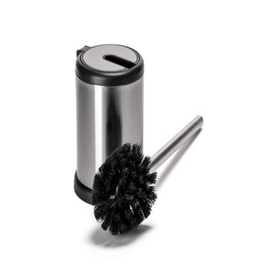 Croydex Auto Closing Toilet Brush, Chrome, H 385mm x W 144mm x D 114mm