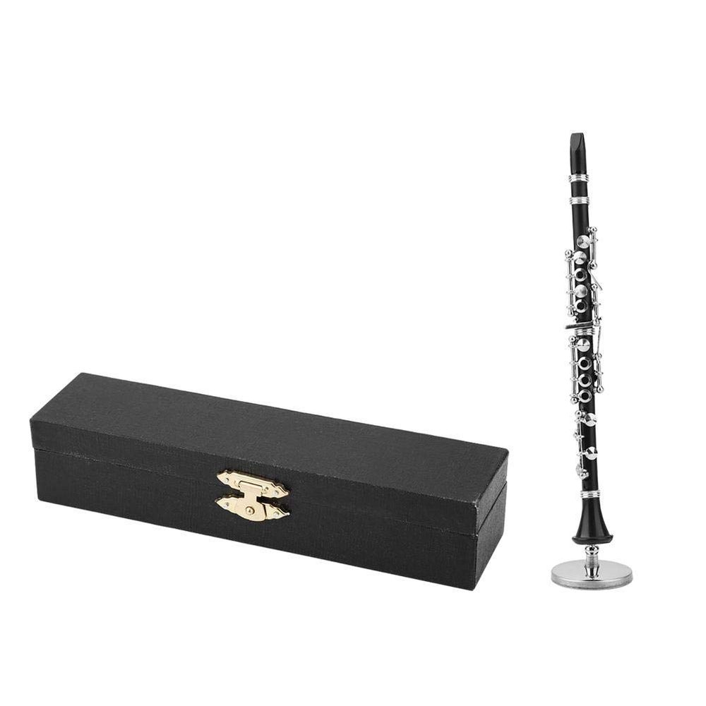 16cm Clarinet Model, Metal Clarinet Model Display with Holder and Box, Suitable For Desk Decoration And Ornaments