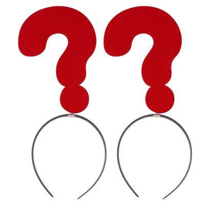 Amosfun 2pcs Question Mark Headband Party Photo Booth Headband Holiday Christmas Hair Hoop Costume Headpiece Party Favors Red