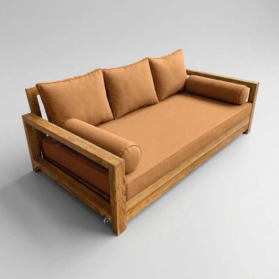 Prolinemax Style 3 - Mattress & Pillow Bolster Cushion for Outdoor Indoor Daybed Porch Swing Bed Piped Trim Twin-XL Size AD104 | Covers ONLY |