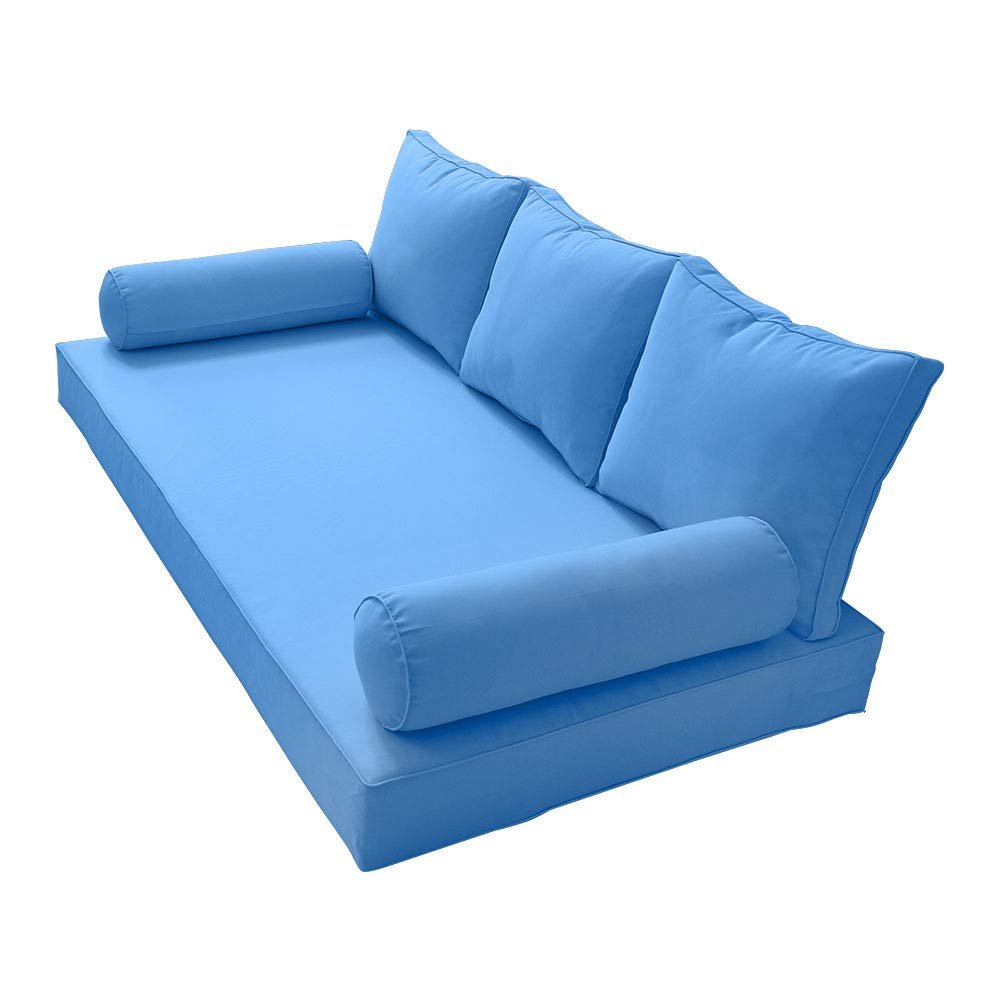 Prolinemax Style 3 - Mattress & Pillow Bolster Cushion for Outdoor Indoor Daybed Porch Swing Bed Piped Trim Twin-XL Size AD102 | Covers ONLY |