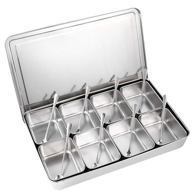 Seasoning Box Set, 8-Grid Stainless Steel Seasoning Box Condiment Storage Containers Jar Kitchen Utensils