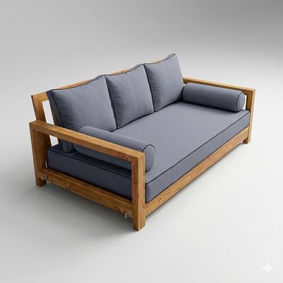 Prolinemax Style 3 - Mattress & Pillow Bolster Cushion for Outdoor Indoor Daybed Porch Swing Bed Contrast Trim Twin-XL Size AD001 | Covers ONLY |