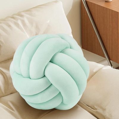 Knot Pillow Ball, Fluffy Handmade Decorative Throw Pillow, Soft Round Knotted Cushion for Couch & Bedroom, Cute Home Decor Ball Pillow for Living Room (7.87 Inches, Teal)