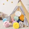 Knot Pillow Ball, Fluffy Handmade Decorative Throw Pillow, Soft Round Knotted Cushion for Couch & Bedroom, Cute Home Decor Ball Pillow for Living Room (7.87 Inches, Teal) view 3