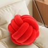 Red Knot Pillow Ball, Fluffy Handmade Decorative Throw Pillow, Soft Round Knotted Cushion for Couch & Bedroom, Cute Home Decor Ball Pillow for Living Room (7.87 Inches) view 1
