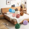 Red Knot Pillow Ball, Fluffy Handmade Decorative Throw Pillow, Soft Round Knotted Cushion for Couch & Bedroom, Cute Home Decor Ball Pillow for Living Room (7.87 Inches) view 4
