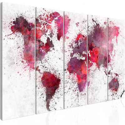 artgeist Textured Canvas Wall Art World Map 40x16 in - 5pcs Painting Canvas Prints Picture Artwork Image Framed Contemporary Modern Photo Wall Home k-B-0061-b-m
