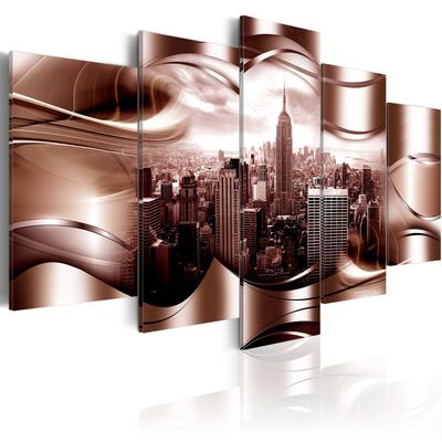 artgeist Textured Canvas Wall Art New York 80x40 in - 5pcs Painting Canvas Prints Picture Artwork Image Framed Contemporary Modern Photo Wall Home d-A-0032-b-p