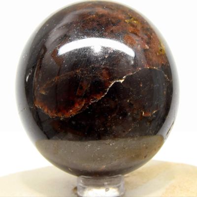 2.1" 340g Sparkling Deep Red Garnet Almandine Sphere Polished Natural Gemstone Crystal Mineral Ball - India + Stand