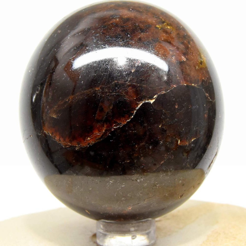 2.1" 340g Sparkling Deep Red Garnet Almandine Sphere Polished Natural Gemstone Crystal Mineral Ball - India + Stand