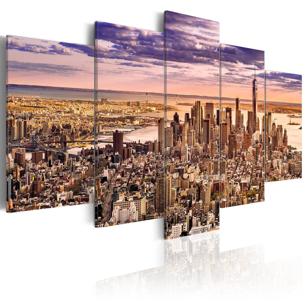 artgeist Textured Canvas Wall Art New York 80x40 in - 5pcs Painting Canvas Prints Picture Artwork Image Framed Contemporary Modern Photo Wall Home d-B-0069-b-o
