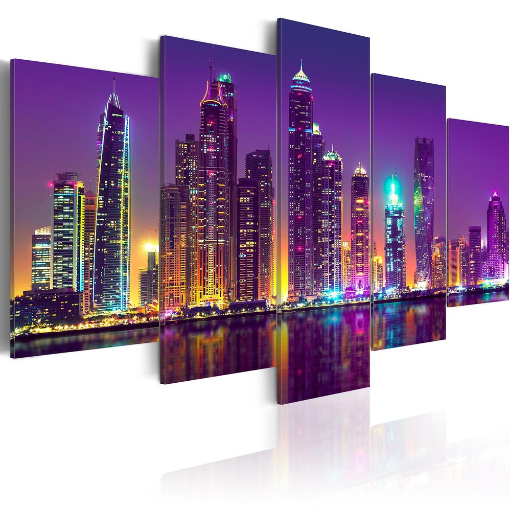 artgeist Textured Canvas Wall Art New York 80x40 in - 5pcs Painting Canvas Prints Picture Artwork Image Framed Contemporary Modern Photo Wall Home d-C-0024-b-n
