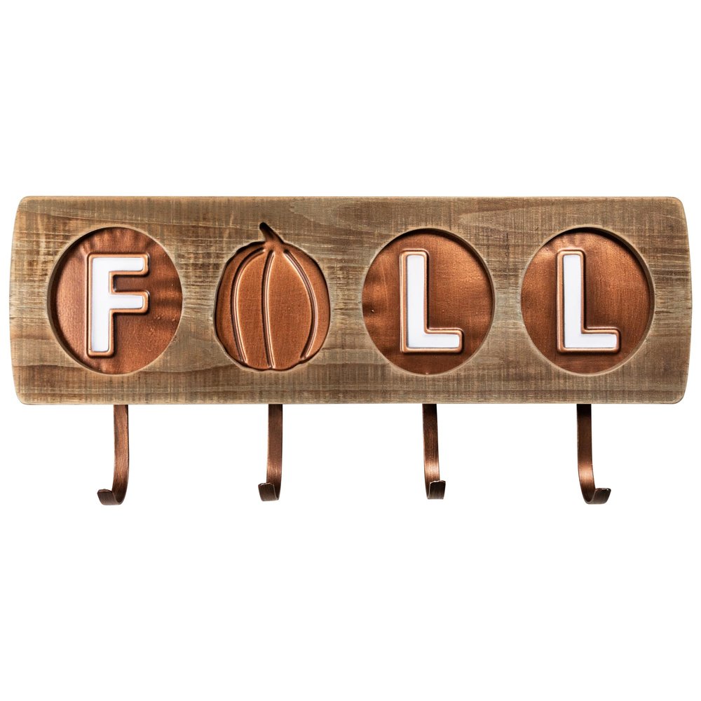 Northlight Fall Pumpkin Keyholder Harvest Wooden Wall Sign - 20"