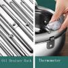 Deep Fryer Pot, Japanese Tempura Frying Pot 304 Stainless Steel Small Deep Fryer with Thermometer,Lid And Oil Drip Drainer Rack for French Fries Shrimp Chicken Wings and Shrimp (24cm/9.4inch) view 3