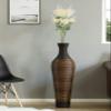 39-Inch Tall Standing Designer Floor Vase - Durable Artificial Rattan - Elegant Two-Tone Dark Brown Finish - Ideal Decor Accent for Living Room, Bedroom, Entryway - Stylish Home Decor Statement Piece view 2