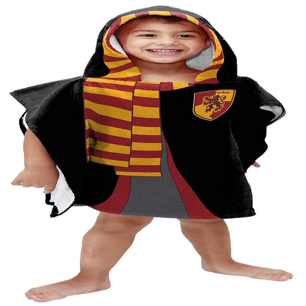 Jay Franco Harry Potter Gryffindor Kids Bath/Pool/Beach Hooded Poncho - Super Soft & Absorbent Cotton Towel, Measures 28 x 28 Inches (Official Harry Potter Product)
