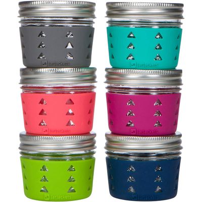 JarJackets Silicone Mason Jar Protector Sleeve - Fits 4oz Jelly Jars | Package of 6 | Multicolor (Multicolor, 6)