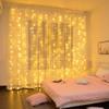 GUOCHENG Copper String Curtain Lights 3m x 3m LED Curtain Fairy Lights USB Powered Window Light Strings with Remote for Home Bedroom Party Wedding, Indoor Outdoor Decorations-warm white view 3
