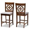 Baxton Studio Oscar Gray Upholstered Walnut Finished Wood 2-Piece Pub Chair Set view 1