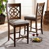 Baxton Studio Oscar Gray Upholstered Walnut Finished Wood 2-Piece Pub Chair Set view 2