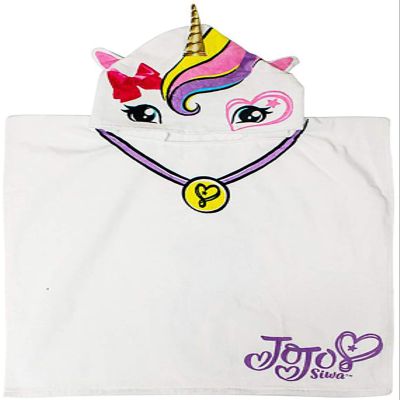 Jay Franco Nickelodeon JoJo Siwa Unicorn Kids Bath/Pool/Beach Hooded Poncho - Super Soft & Absorbent Cotton Towel, Measures 22 x 22 Inches (Official Nickelodeon Product)