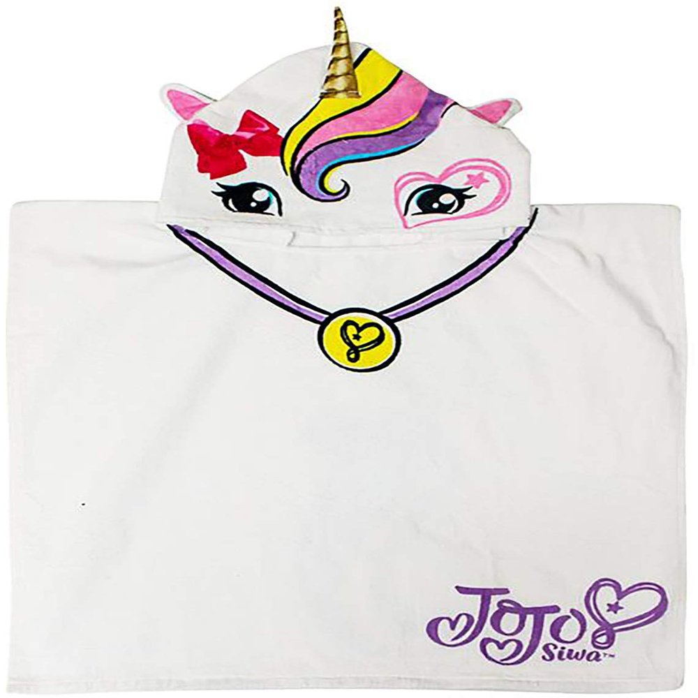 Jay Franco Nickelodeon JoJo Siwa Unicorn Kids Bath/Pool/Beach Hooded Poncho - Super Soft & Absorbent Cotton Towel, Measures 22 x 22 Inches (Official Nickelodeon Product)