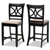 Baxton Studio Chandler Modern and Contemporary Sand Fabric Upholstered and Espresso Brown Finished Wood 2-Piece Counter Height Pub Chair Set view 1