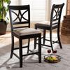 Baxton Studio Chandler Modern and Contemporary Sand Fabric Upholstered and Espresso Brown Finished Wood 2-Piece Counter Height Pub Chair Set view 2