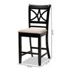 Baxton Studio Chandler Modern and Contemporary Sand Fabric Upholstered and Espresso Brown Finished Wood 2-Piece Counter Height Pub Chair Set view 3