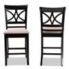 Baxton Studio Chandler Modern and Contemporary Sand Fabric Upholstered and Espresso Brown Finished Wood 2-Piece Counter Height Pub Chair Set view 4