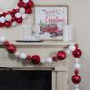 3-Finish Shatterproof Ball Christmas Garland - 6' x 4" - Red and White - Unlit view 2