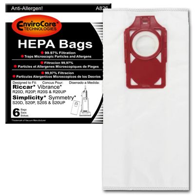 EnviroCare Replacement HEPA Vacuum Cleaner Bag Designed to Fit Riccar Vibrance and Simplicity Symmetry Uprights 6 Bags