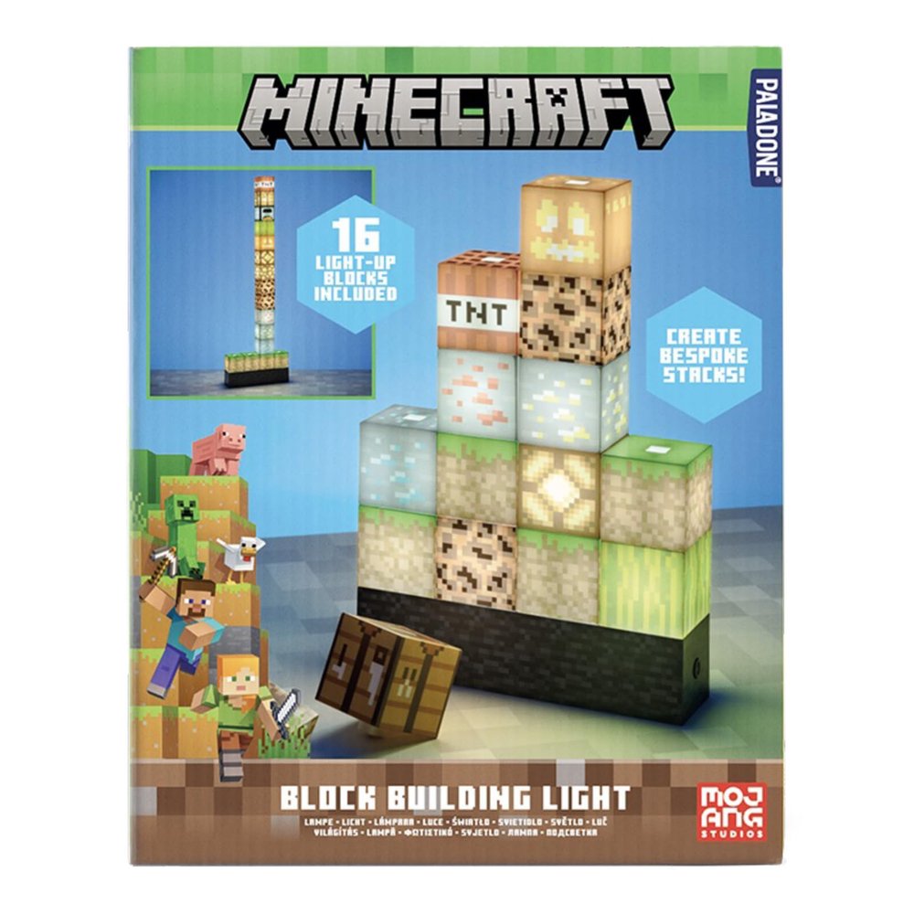 Paladone Minecraft Building Block Night Light  Officially Licensed LED Lamp for Boys Bedrooms, Gaming Decor & Gifts  Fun Minecraft Room Accessory