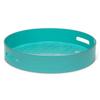 Abbott Collection 27-GLOSS-RD-03 Glossy Round Tray, 15.5 inches D, Turquoise/Silver view 1