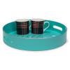 Abbott Collection 27-GLOSS-RD-03 Glossy Round Tray, 15.5 inches D, Turquoise/Silver view 2