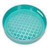 Abbott Collection 27-GLOSS-RD-03 Glossy Round Tray, 15.5 inches D, Turquoise/Silver view 3