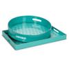 Abbott Collection 27-GLOSS-RD-03 Glossy Round Tray, 15.5 inches D, Turquoise/Silver view 4