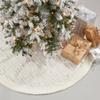 Fennco Styles Holiday Brushed Foil Print Faux Fur Christmas Tree Skirt 72 inch Round - Silver Metallic Design Tree Skirt for Home, Holiday Tree, Indoor and Special Occasion view 1