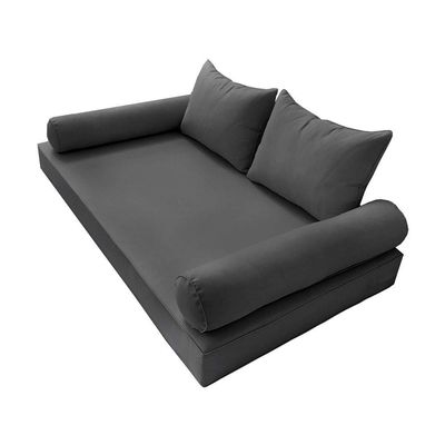 Prolinemax Style 4 - Mattress & Pillow Bolster Cushion for Outdoor Indoor Daybed Porch Swing Bed Piped Trim Twin-XL Size AD003 | Covers ONLY |