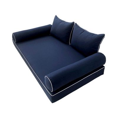 Prolinemax Style 4 - Mattress & Pillow Bolster Cushion for Outdoor Indoor Daybed Porch Swing Bed Contrast Trim Twin-XL Size AD101 | Covers ONLY |