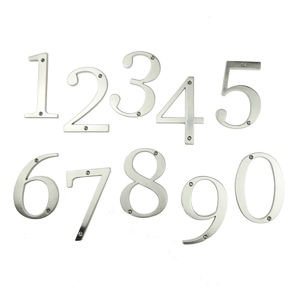 4 Inch Satin Nickel Material Door Plates Digital 0-9 Hotel Anti-drawing Zinc Alloy Building Door Number Floor Number Hotel Number (Color : Number5)