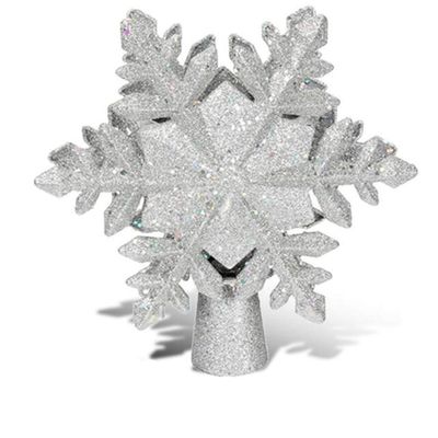 Christmas Projector Snowflake Christmas Treetop with Built-in Rotating Magic Ball LED Projector 3D Glitter Lighted Sliver Snow Tree Topper for Christmas Home Party Holiday,Rotating Snowflake