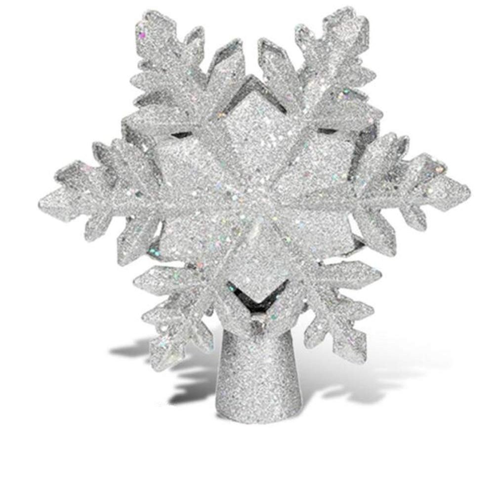 Christmas Projector Snowflake Christmas Treetop with Built-in Rotating Magic Ball LED Projector 3D Glitter Lighted Sliver Snow Tree Topper for Christmas Home Party Holiday,Rotating Snowflake
