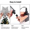 Christmas Projector Snowflake Christmas Treetop with Built-in Rotating Magic Ball LED Projector 3D Glitter Lighted Sliver Snow Tree Topper for Christmas Home Party Holiday,Rotating Snowflake view 3