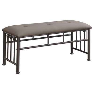Coaster Home Furnishings - Livingston - Upholstered Bench with Padded Seat Cushion and Steel Tubing Construction - Transitional - Bedroom and Entryway - Brown and Bronze - 301396